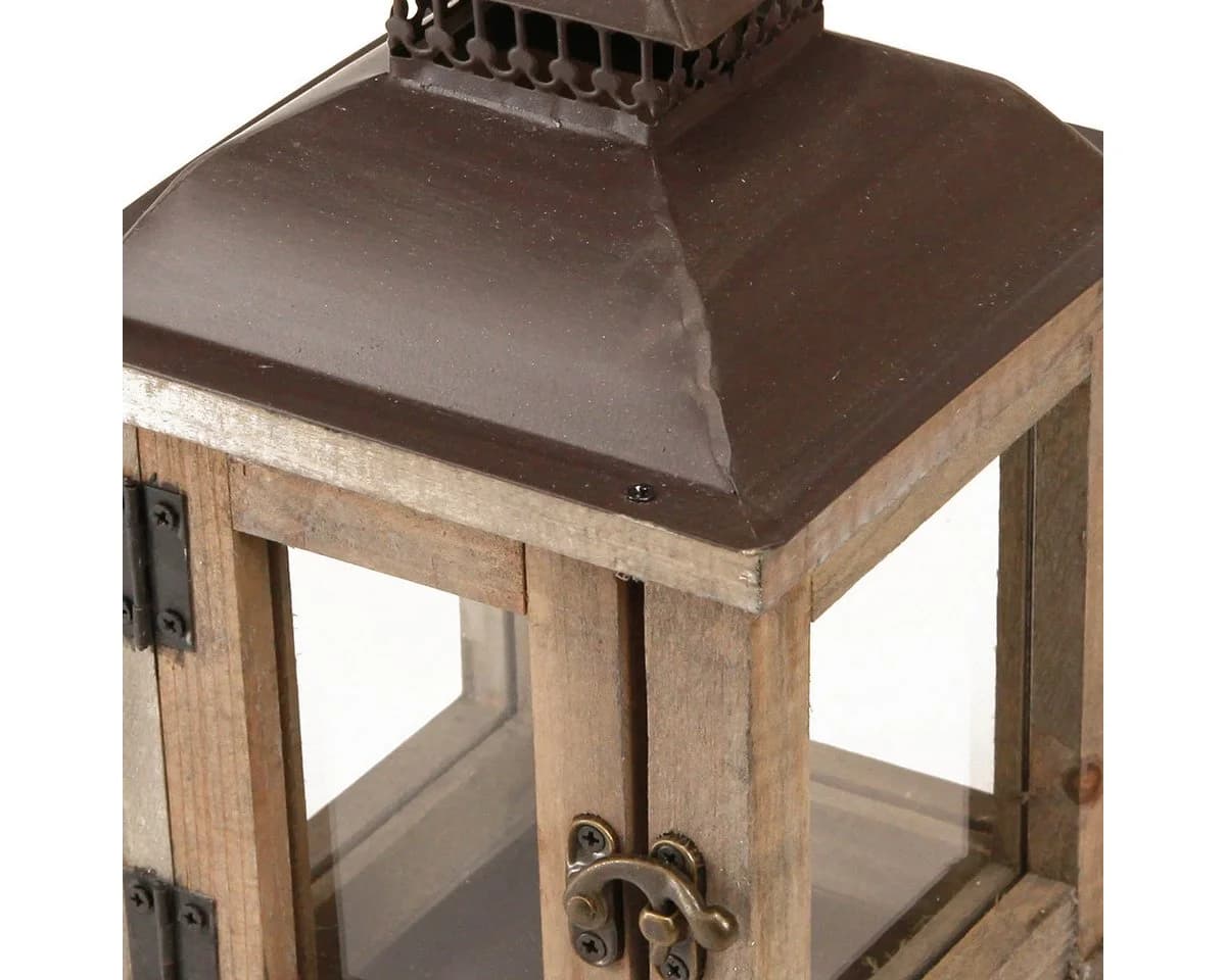 Posiwio Windlicht Vintage Grau Metall Glas Laterne