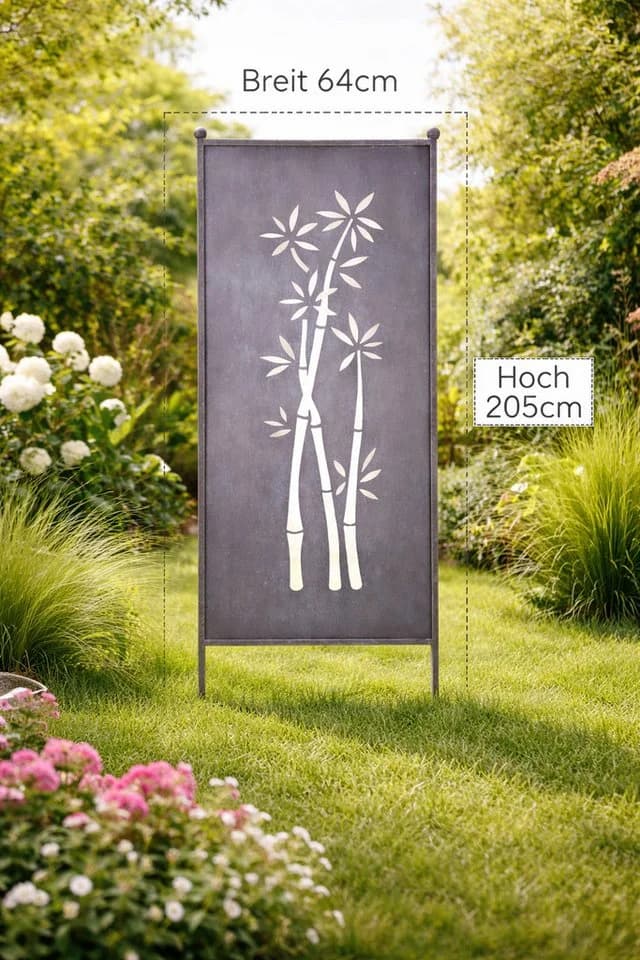 finehomegarden Gartenstecker Stele Metall Bambus Sichtschutz grau - Bild 3