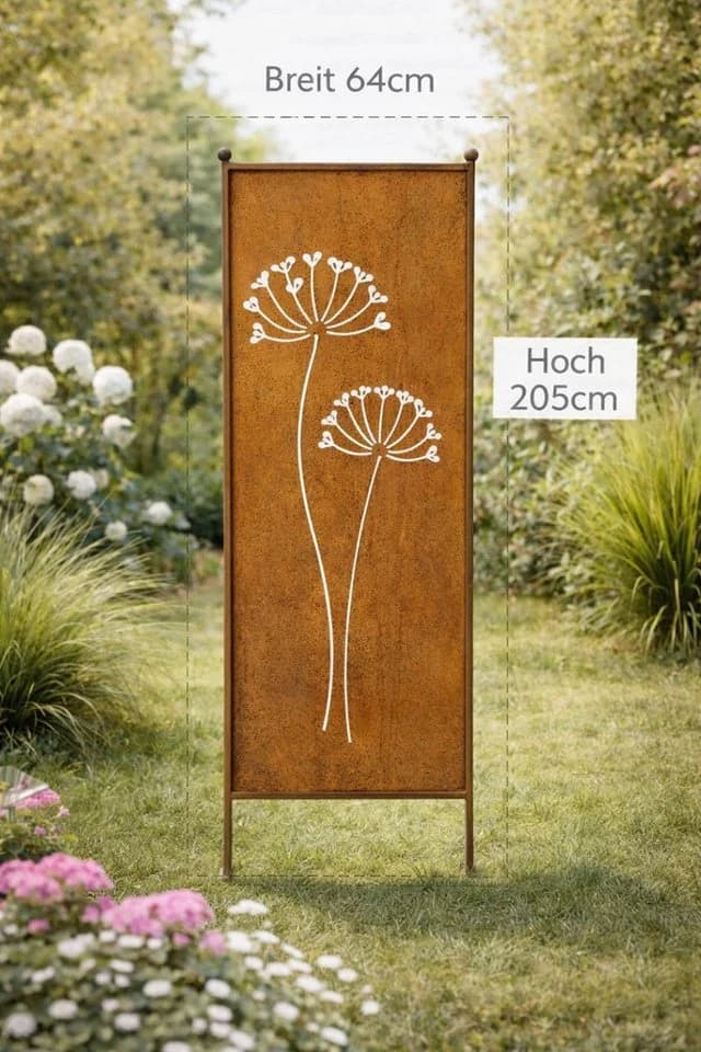 finehomegarden Metall Sichtschutz Stele Edelrost Dekowand Garten - Bild 3
