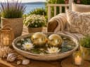 finehomegarden Schwimmkugel Gold Porzellan mit Blütendekor 2er Set Bild 4