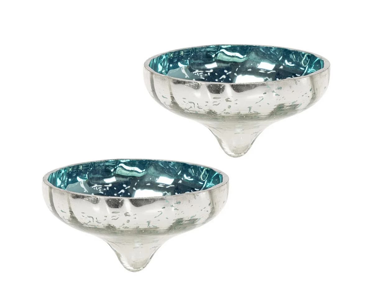 Posiwio Teelichthalter Glas Schwimmschale Blau 2er Set - Bild 2