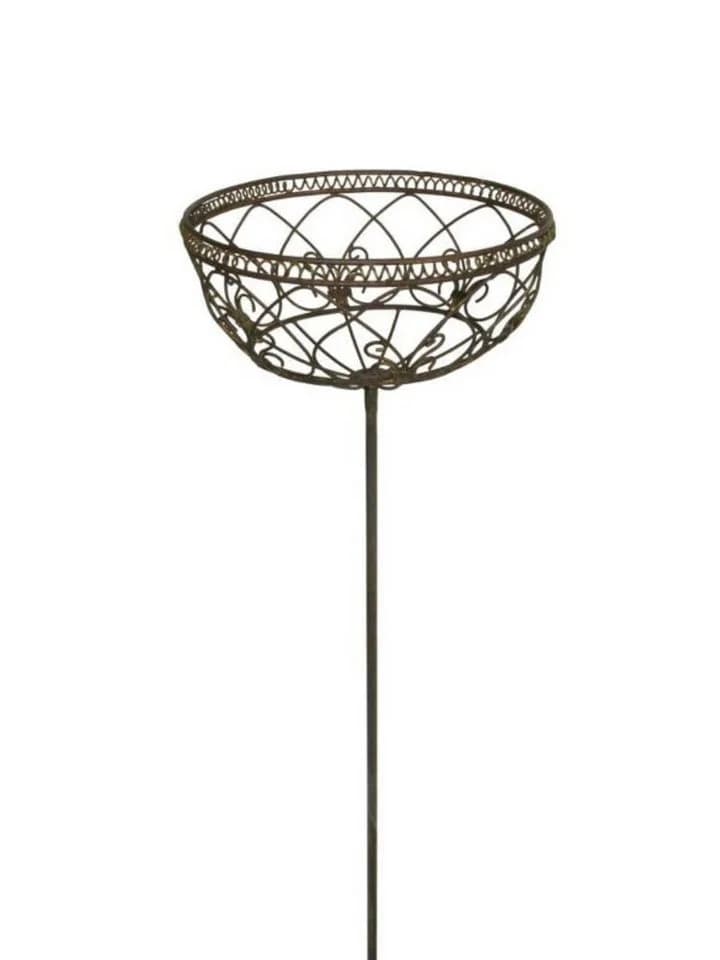 finehomegarden Gartenstecker Korb am Stab Pflanzkorb Metall braun rostfarbend - Bild 2