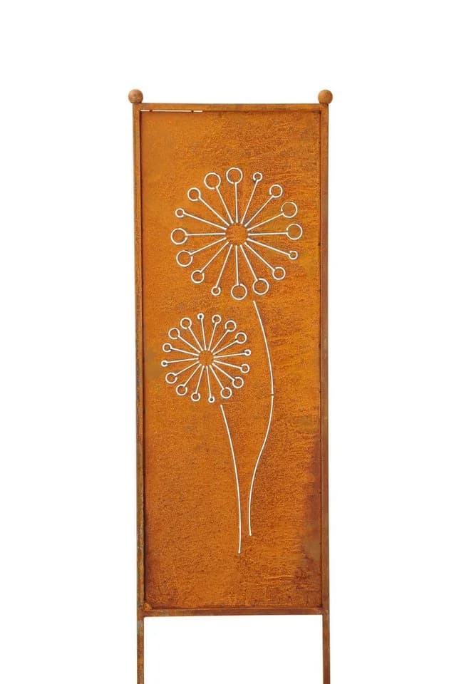 finehomegarden Gartenstecker Stele Metall Pusteblume Sichtschutz Edelrost - Bild 2