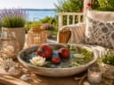 finehomegarden Schwimmkugel Set 3-tlg. Porzellan rot-blau mit Blütenmuster Bild 1