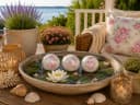 finehomegarden Schwimmkugel 3er Set Porzellan weiß/rosa Blüten Bild 1