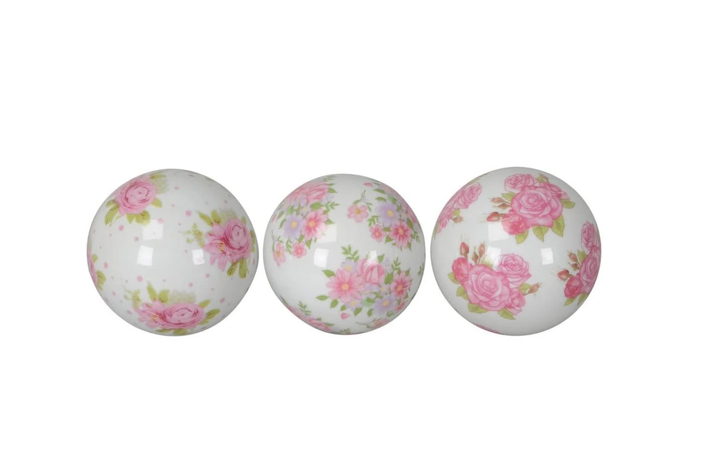 finehomegarden Schwimmkugel 3er Set Porzellan weiß/rosa Blüten - Bild 2
