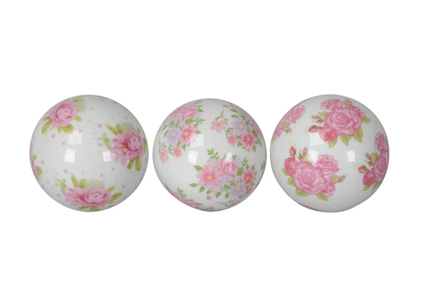 finehomegarden Schwimmkugel 3er Set Porzellan weiß/rosa Blüten - Bild 3