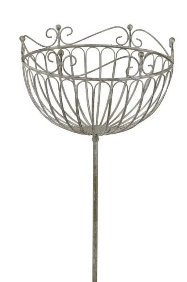 finehomegarden Gartenstecker Korb Metall Shabby Chic grau/braun - Bild 2
