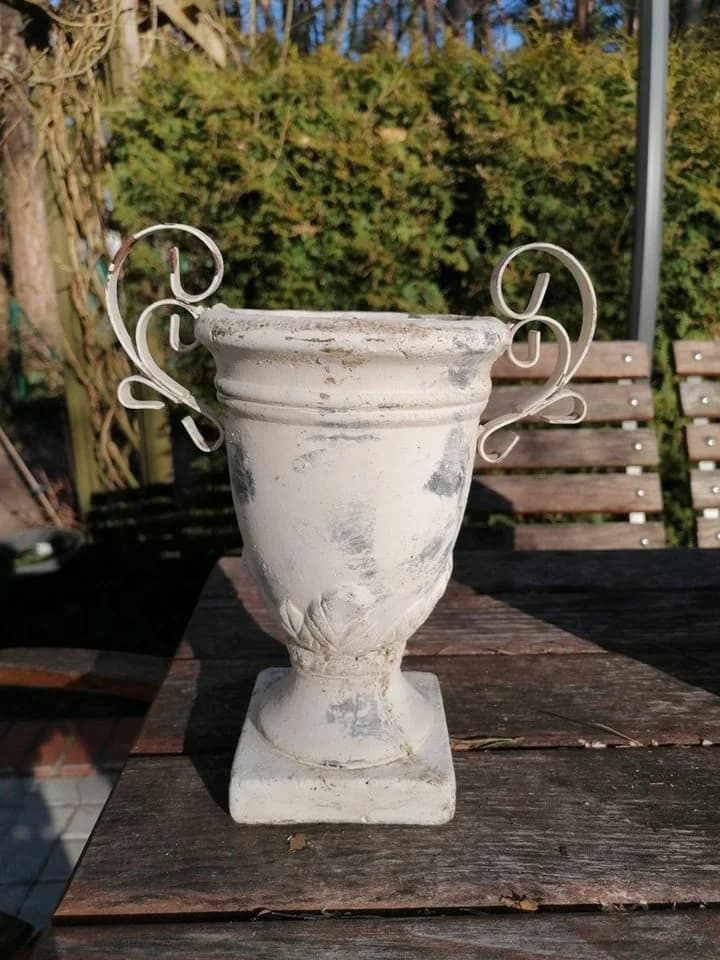 Exner GmbH Dekovase Amphore Terracotta Weiß Vintage Shabby Chic