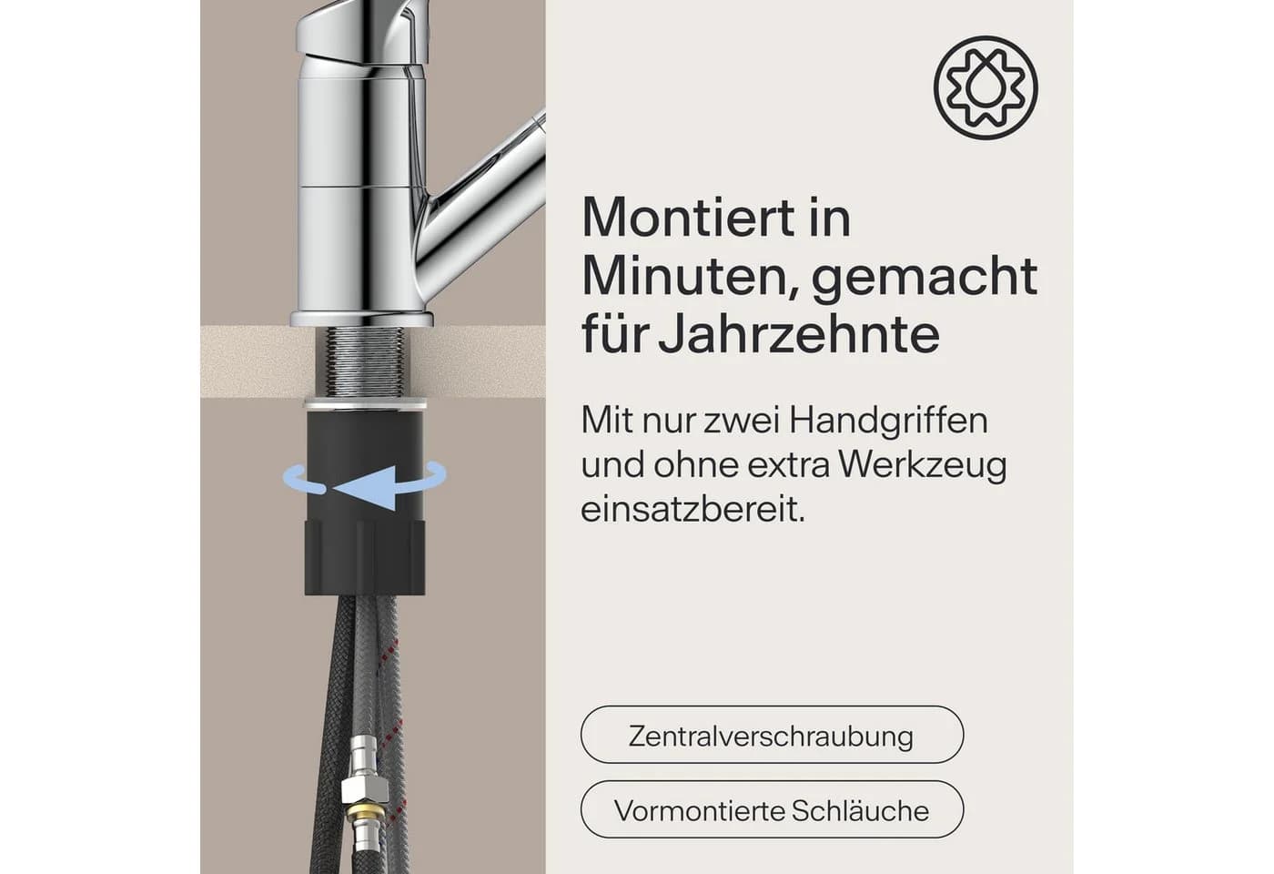 WASSERWERK WK 7 Spültischarmatur Küche Einhebelmischer Chrom Ausziehbar - Bild 5