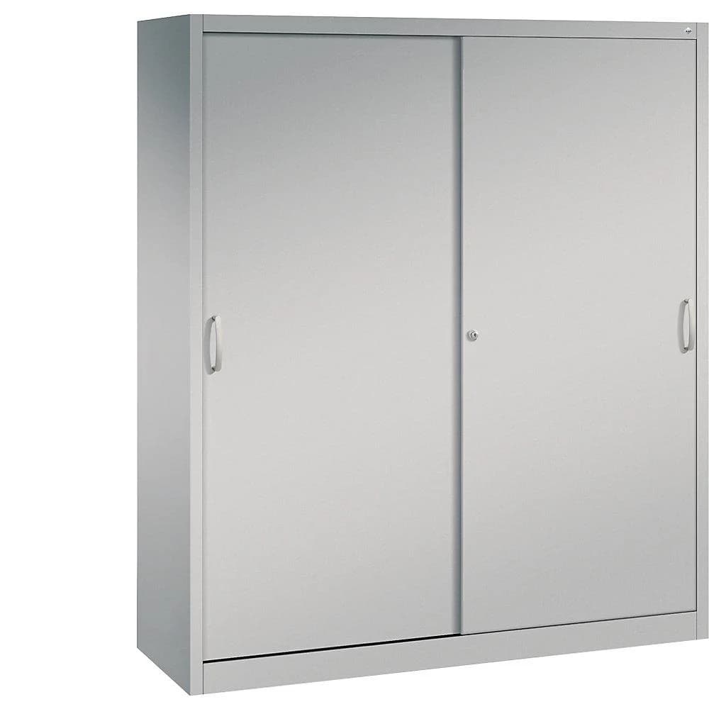 C+P Aktenschrank Acurado mit Schiebetüren, 2 x 5 Ordnerhöhen, Weißaluminium