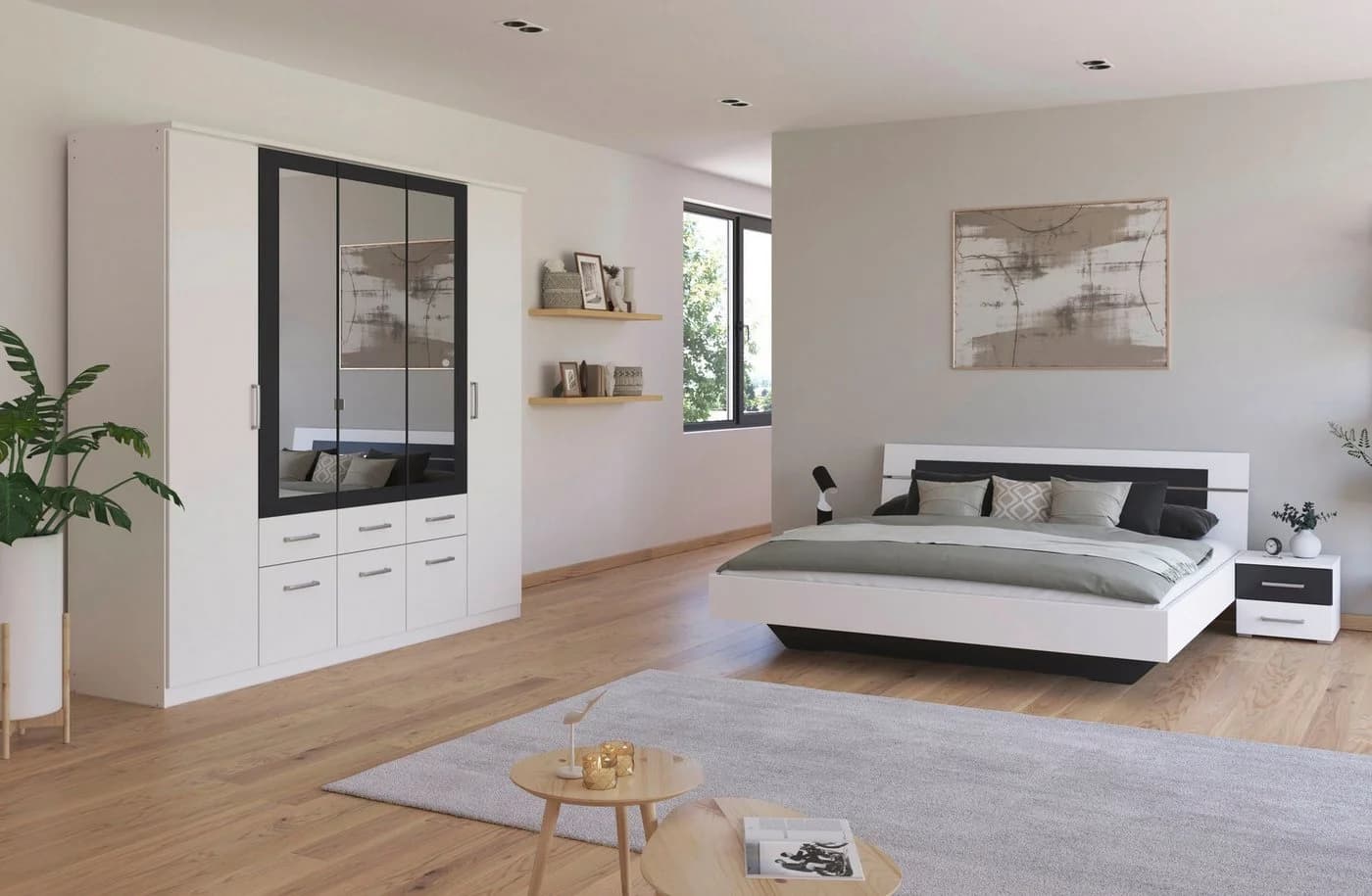 Rauch BURANO Schlafzimmer-Set 5-tlg. Alpinweiß/Graumetallic
