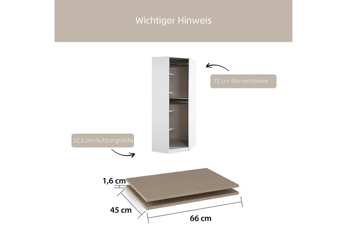 Rauch Einlegeboden 2er-Set für Drehtürenschränke ORANGE Beige - Bild 3