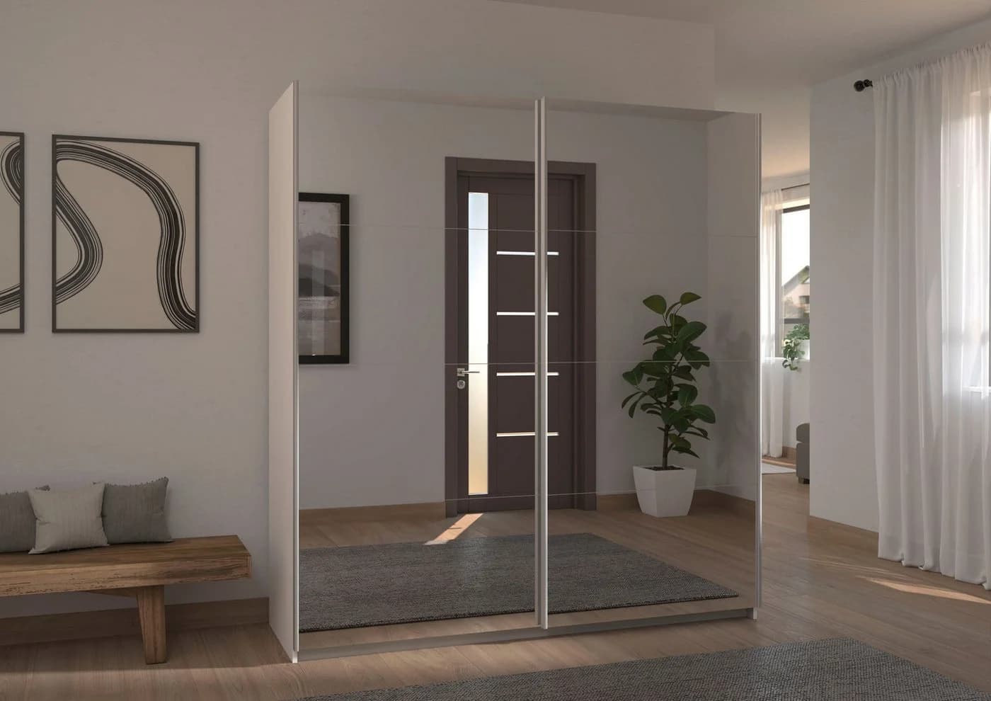 Rauch Schwebetürenschrank Subito Weiß 2 Spiegeltüren