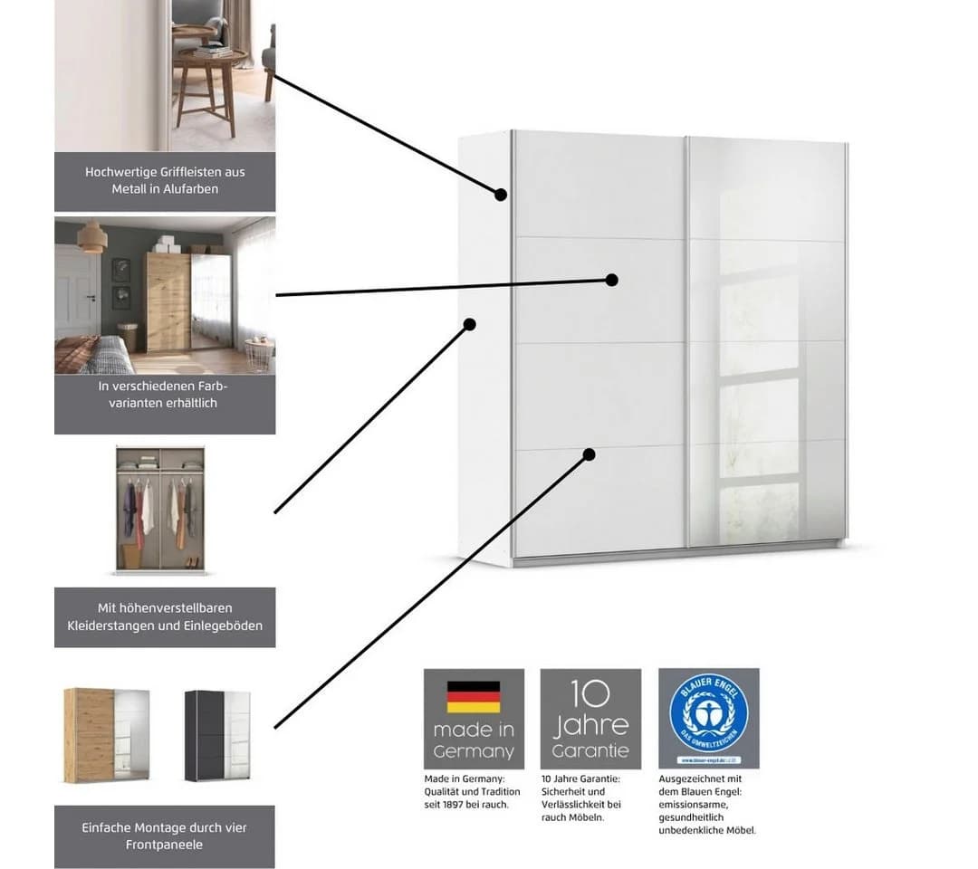 Rauch Schwebetürenschrank Subito Weiß 2 Spiegeltüren - Bild 3