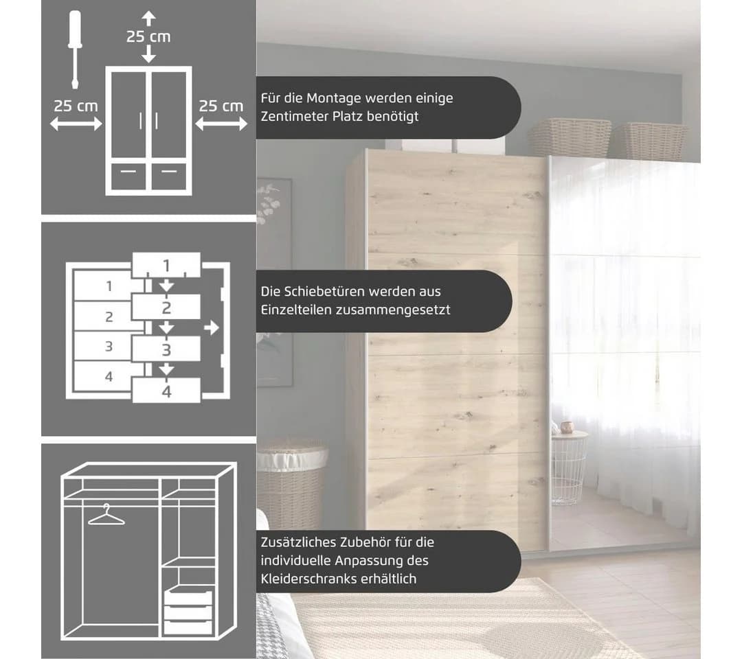 Rauch Schwebetürenschrank Subito Weiß 2 Spiegeltüren - Bild 4
