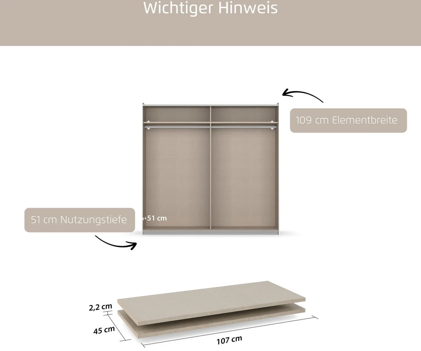 Rauch BLUE Einlegeboden 2er-Set Beige Leinenoptik - Bild 3