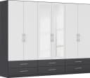 Rauch Hersbruck Kleiderschrank Grau/Weiß mit Spiegeltüren und 6 Schubladen Bild 2