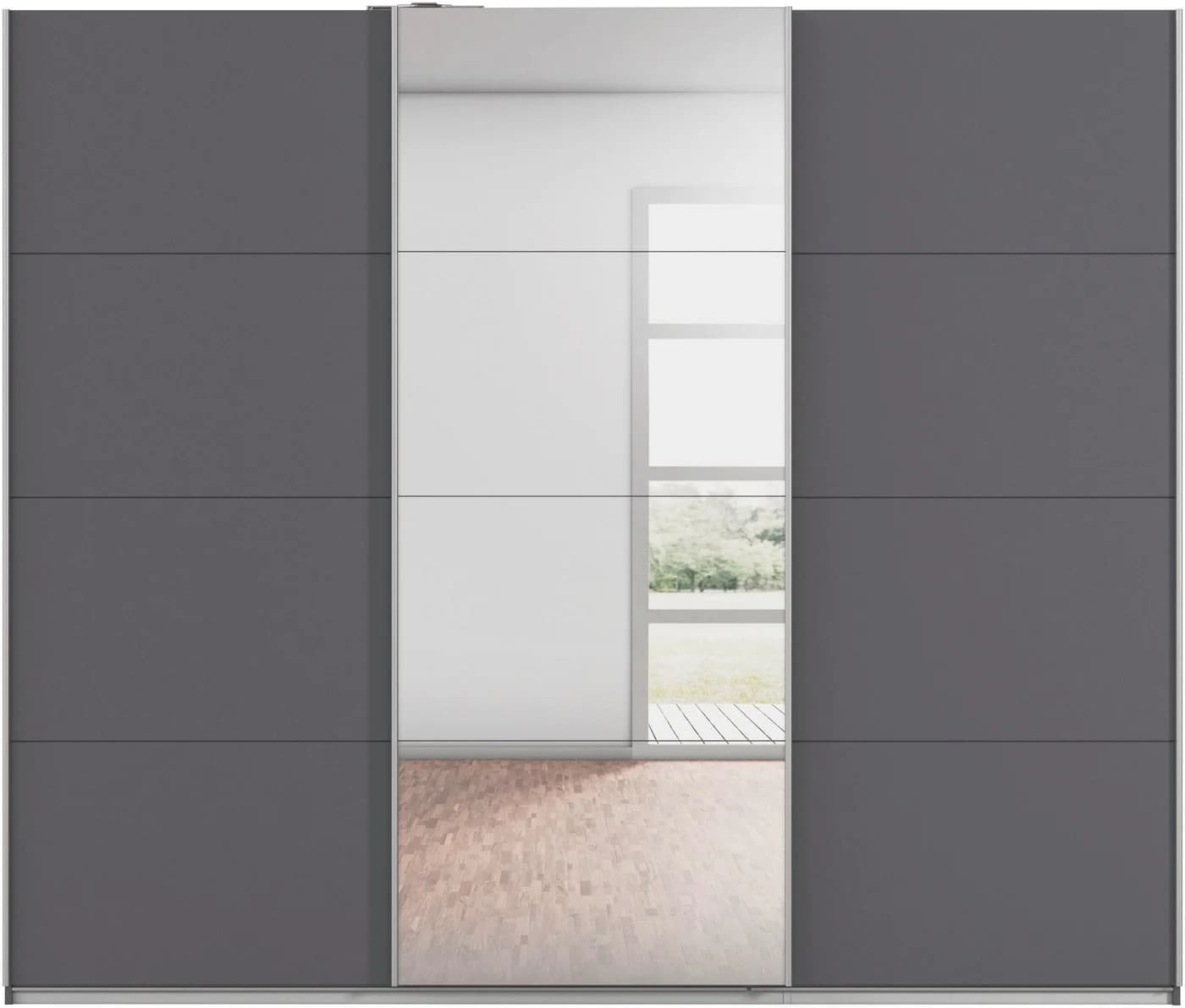 Rauch Schwebetürenschrank KULMBACH Grau Metallgriffe - Bild 4