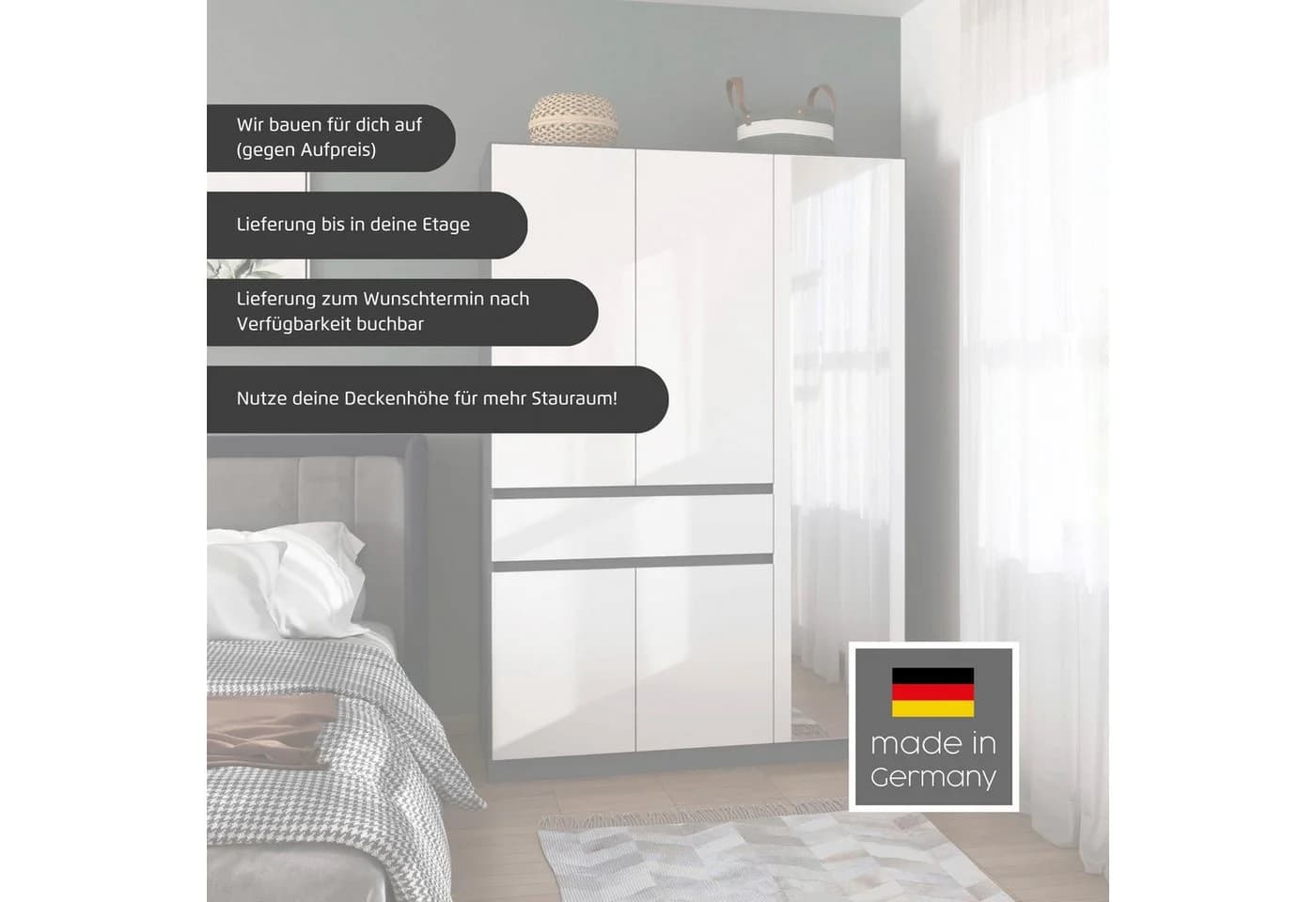 Rauch Kleiderschrank Tübingen Weiß Push-to-open - Bild 5