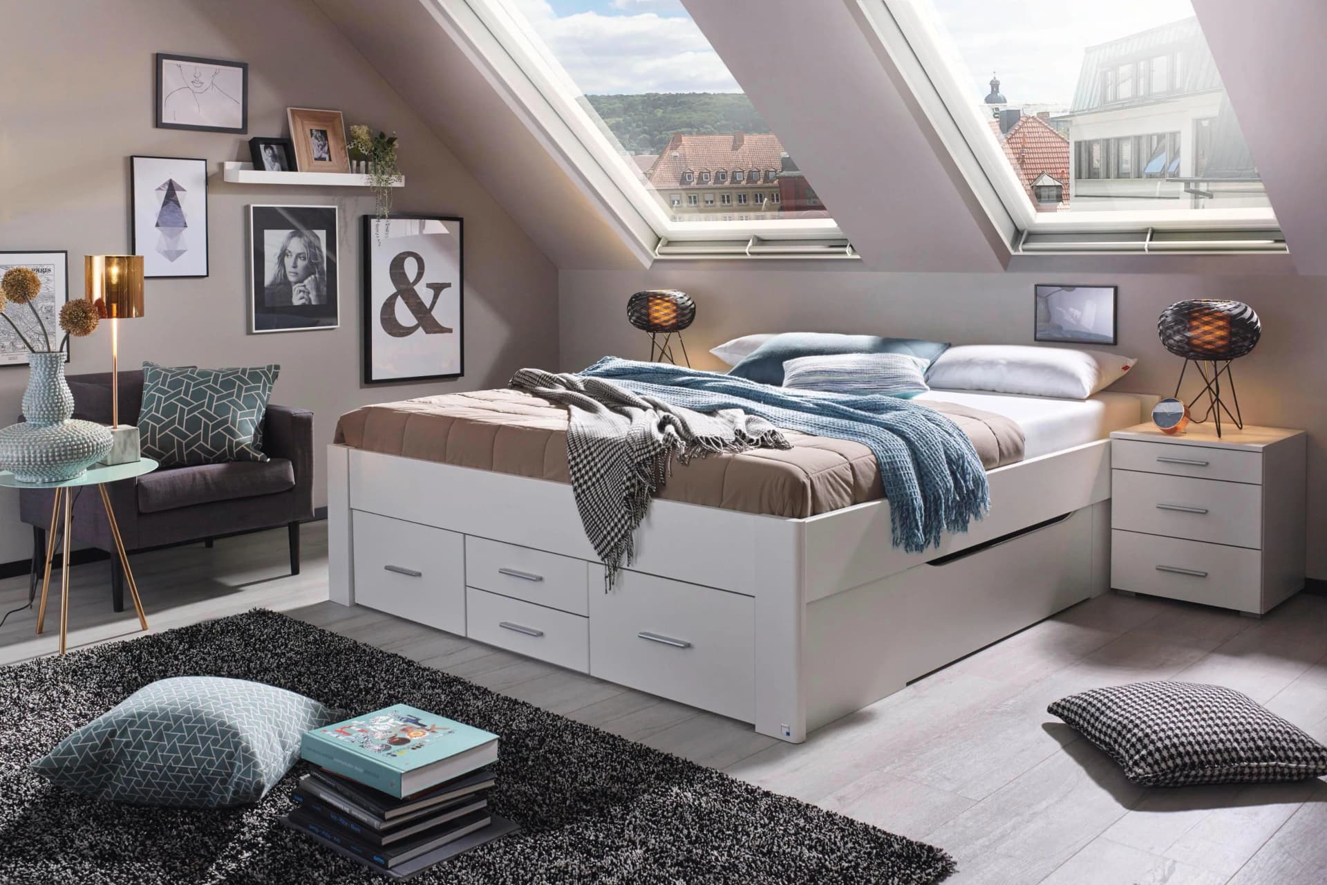 Rauch Scala Bett Weiß mit 6 Schubkästen