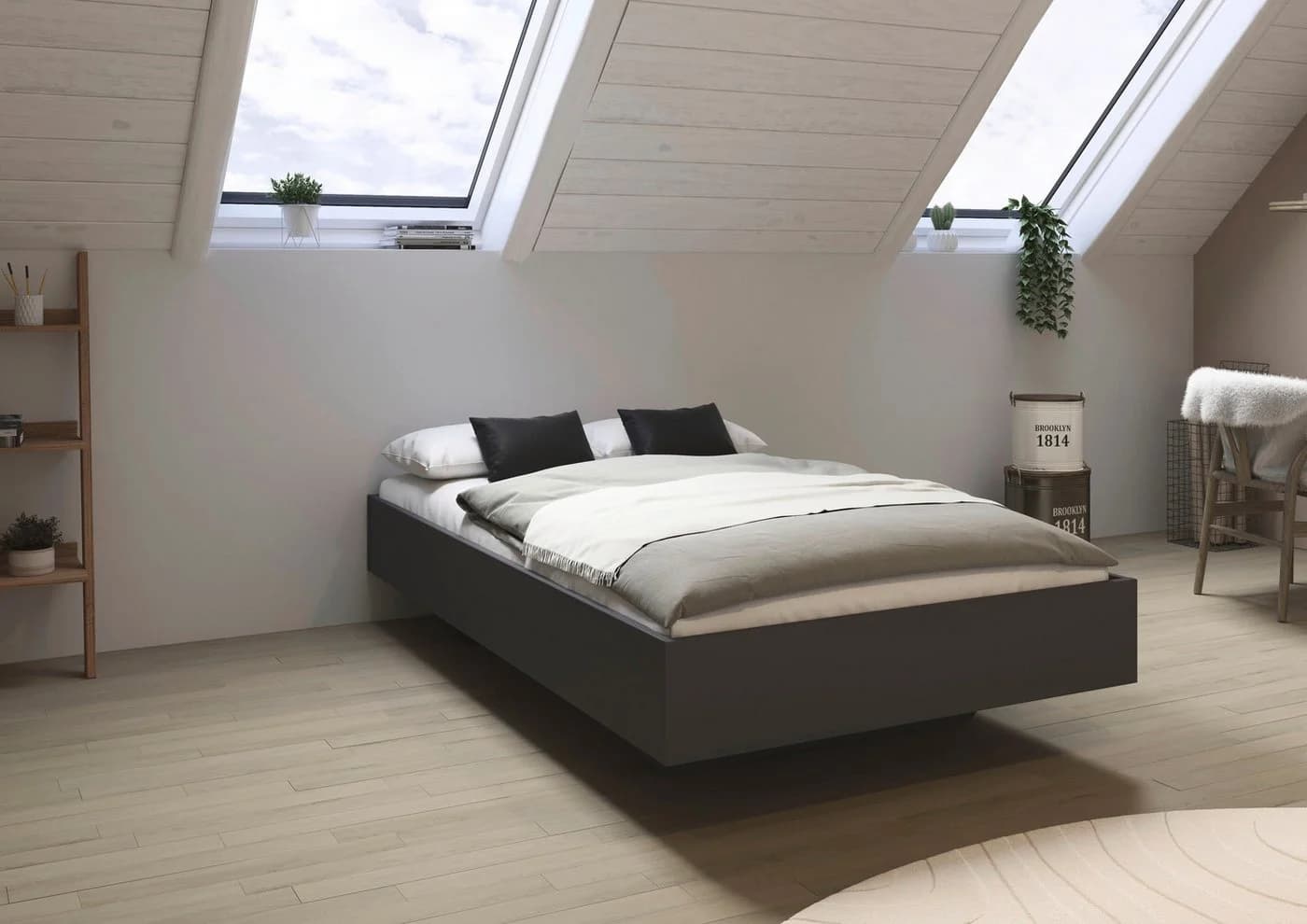 Rauch Futonbett Phoenix Grau Metalic Ohne Kopfteil