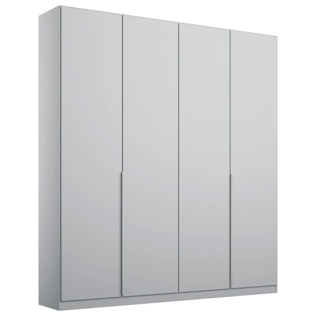 Drehtürenschrank Mid-Century, Hellgrau, Alufarben