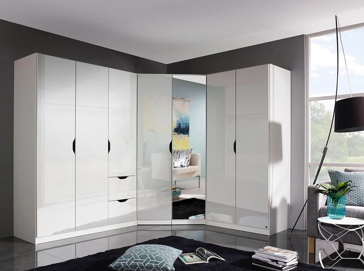 Schrank-Set RAUCH Freiham 3-teilig Weiß Hochglanz Made in Germany