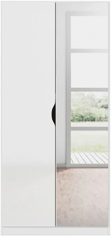 Rauch Freiham Kleiderschrank Weiß Hochglanz mit Spiegel - Bild 2