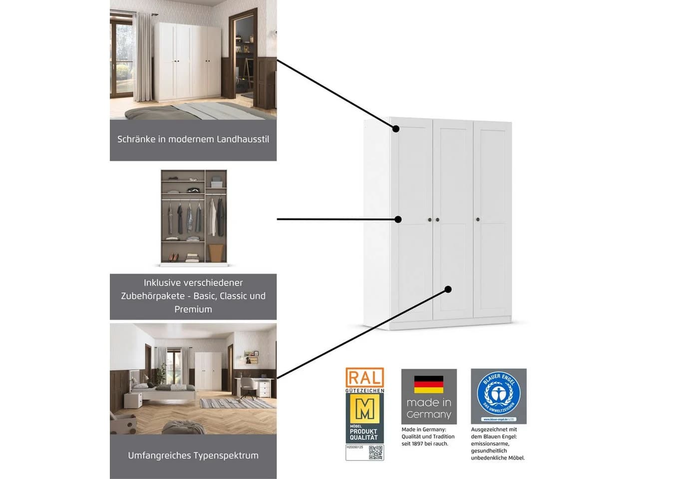 Rauch YLVA Kleiderschrank Weiß Skandinavischer Style - Bild 5