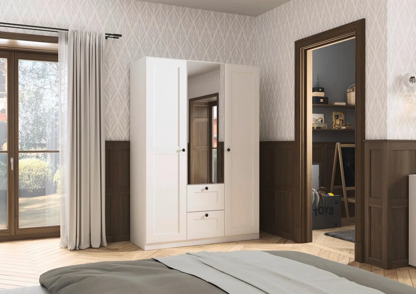 Rauch YLVA Drehtürenschrank Weiß Skandinavischer Style