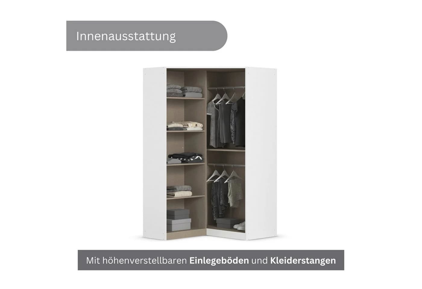 Rauch Eckkleiderschrank YLVA Weiß Skandinavisch - Bild 4