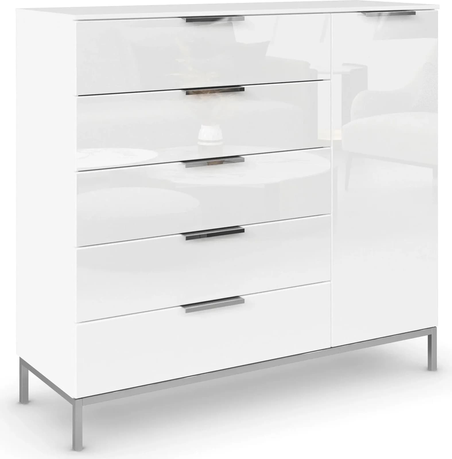 RAUCH FLIPP Kombikommode mit Glasfront und Soft-Close