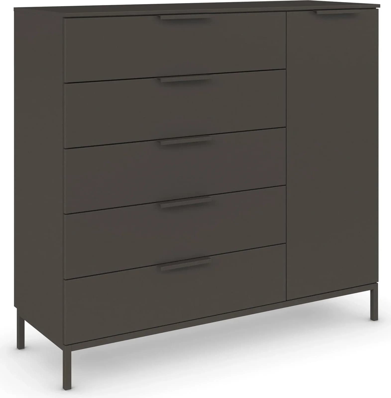 Kombikommode RAUCH FLIPP Graphit mit Soft-Close und 5 Schubladen