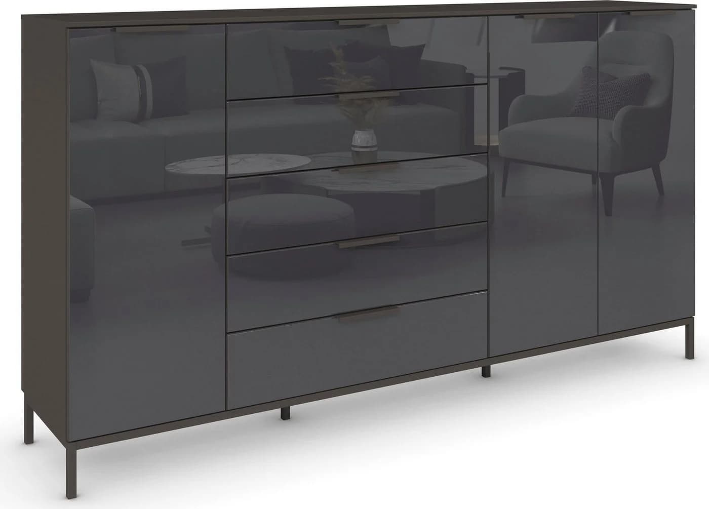 RAUCH Kombikommode FLIPP mit Glasfront Graphit/Glas Basalt - Bild 2