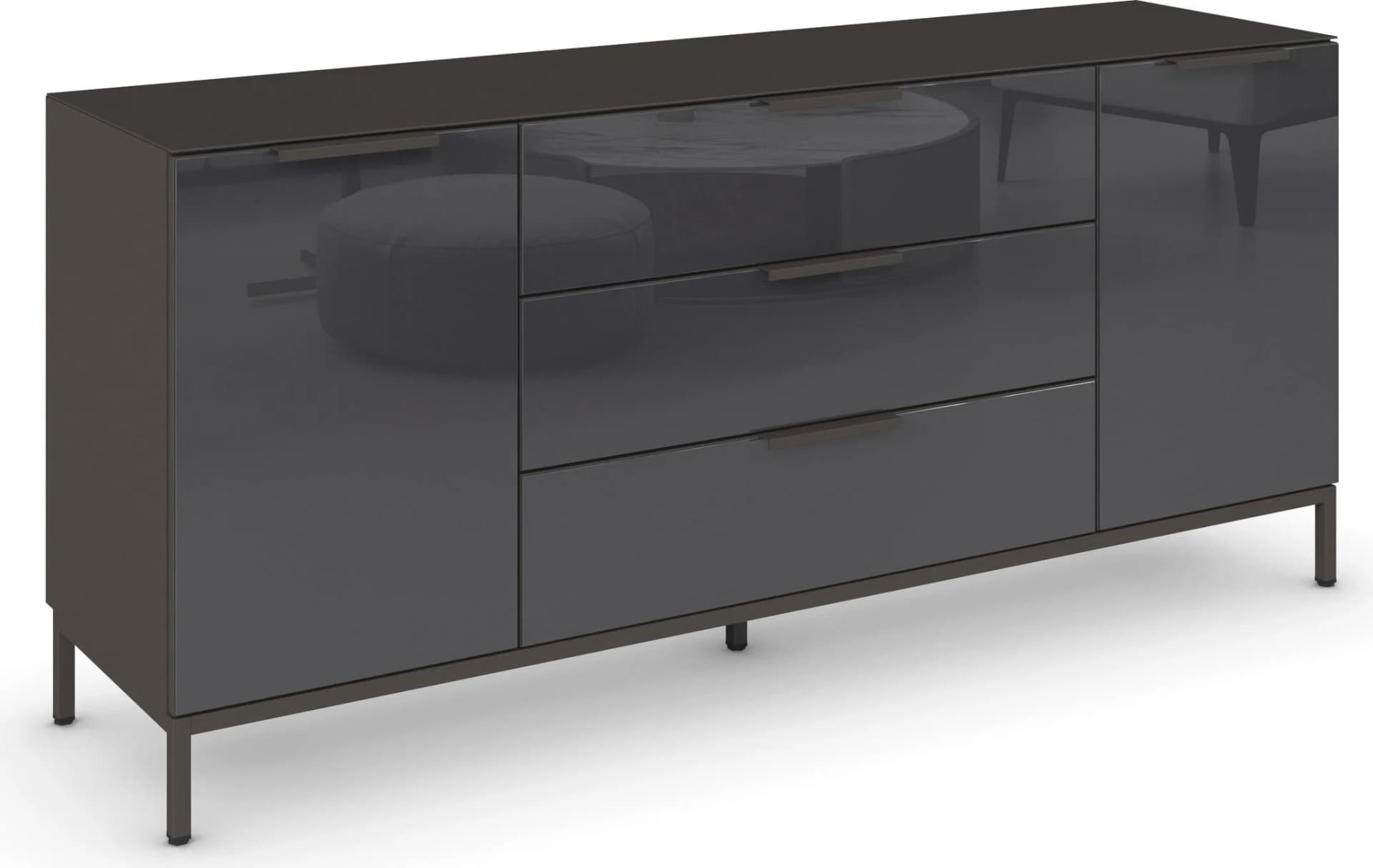 RAUCH Kombikommode FLIPP Grau Glasfront Soft-Close