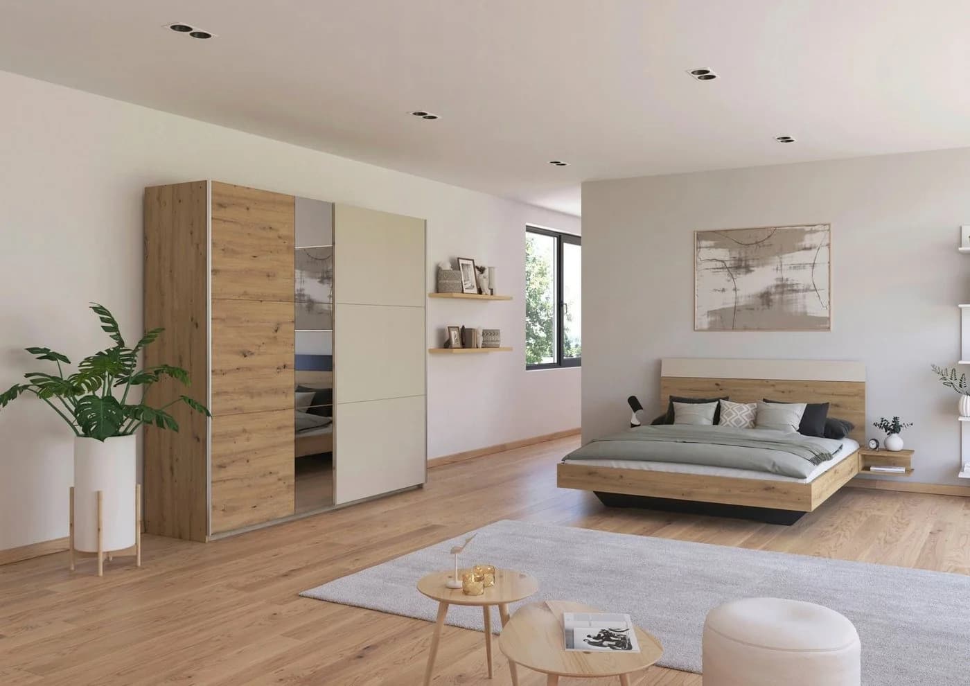 Rauch Monza Schlafzimmer-Set mit Schwebetürenschrank und Bett