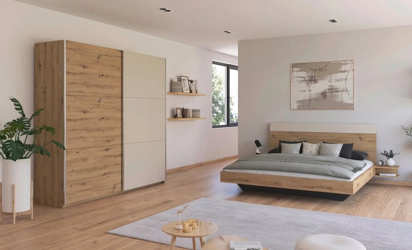 Schlafzimmer-Set RAUCH Monza Braun Bett 180x200 cm Schwebetürenschrank - Bild 2