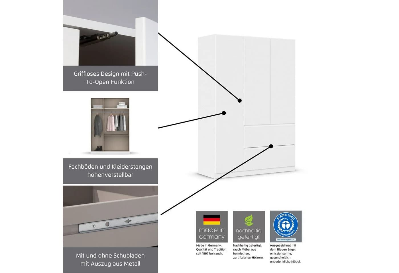 Rauch Costa Schrank-Set Eiche Artisan mit Push-to-Open - Bild 5