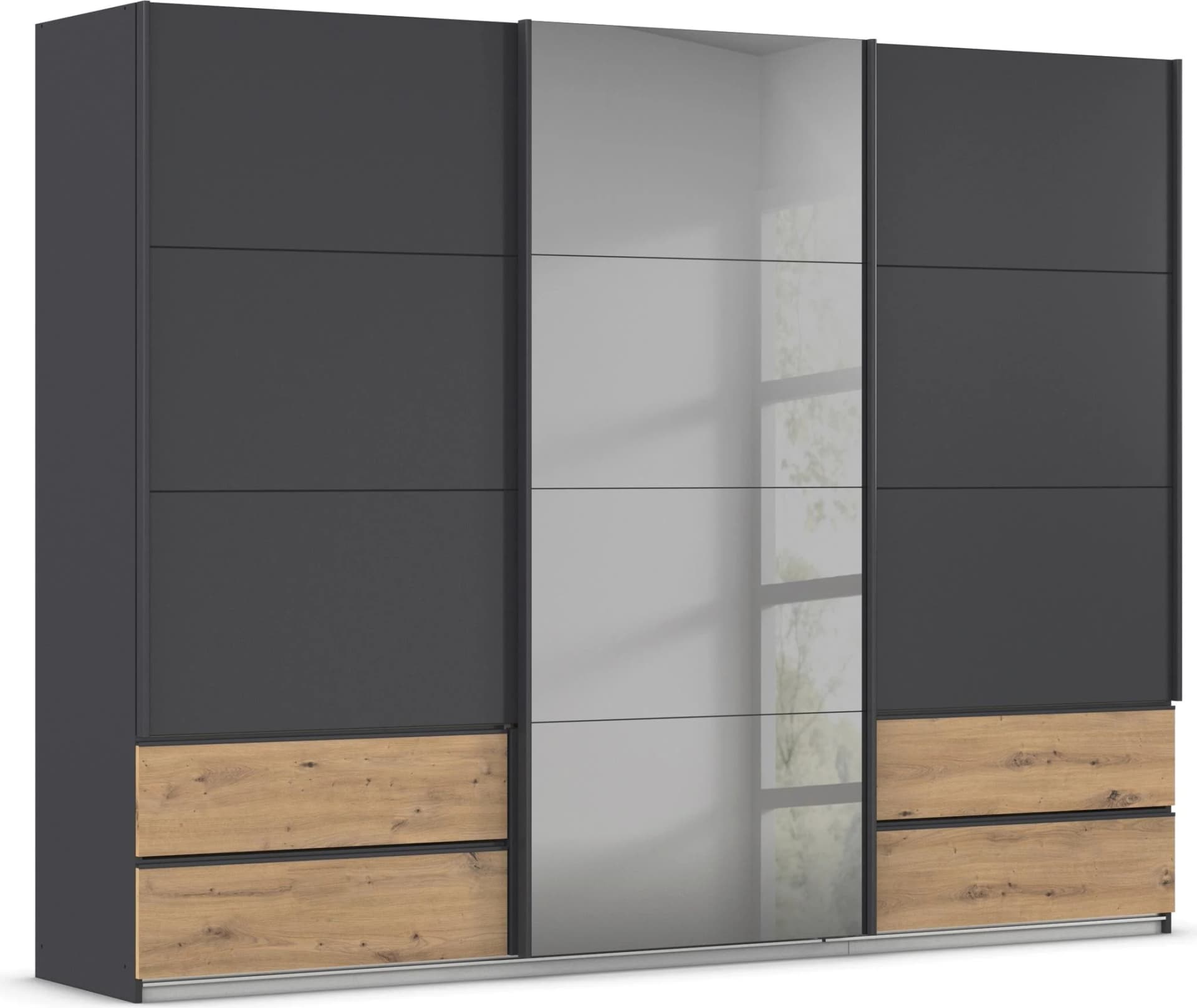 RAUCH Schwebetürenschrank ELARA Grau Eiche Artisan
