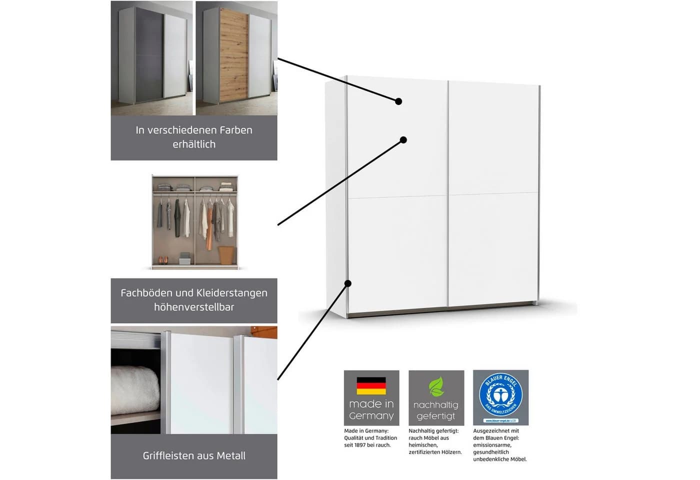 Rauch Schwebetürenschrank Saturn Weiß Grau - Bild 3