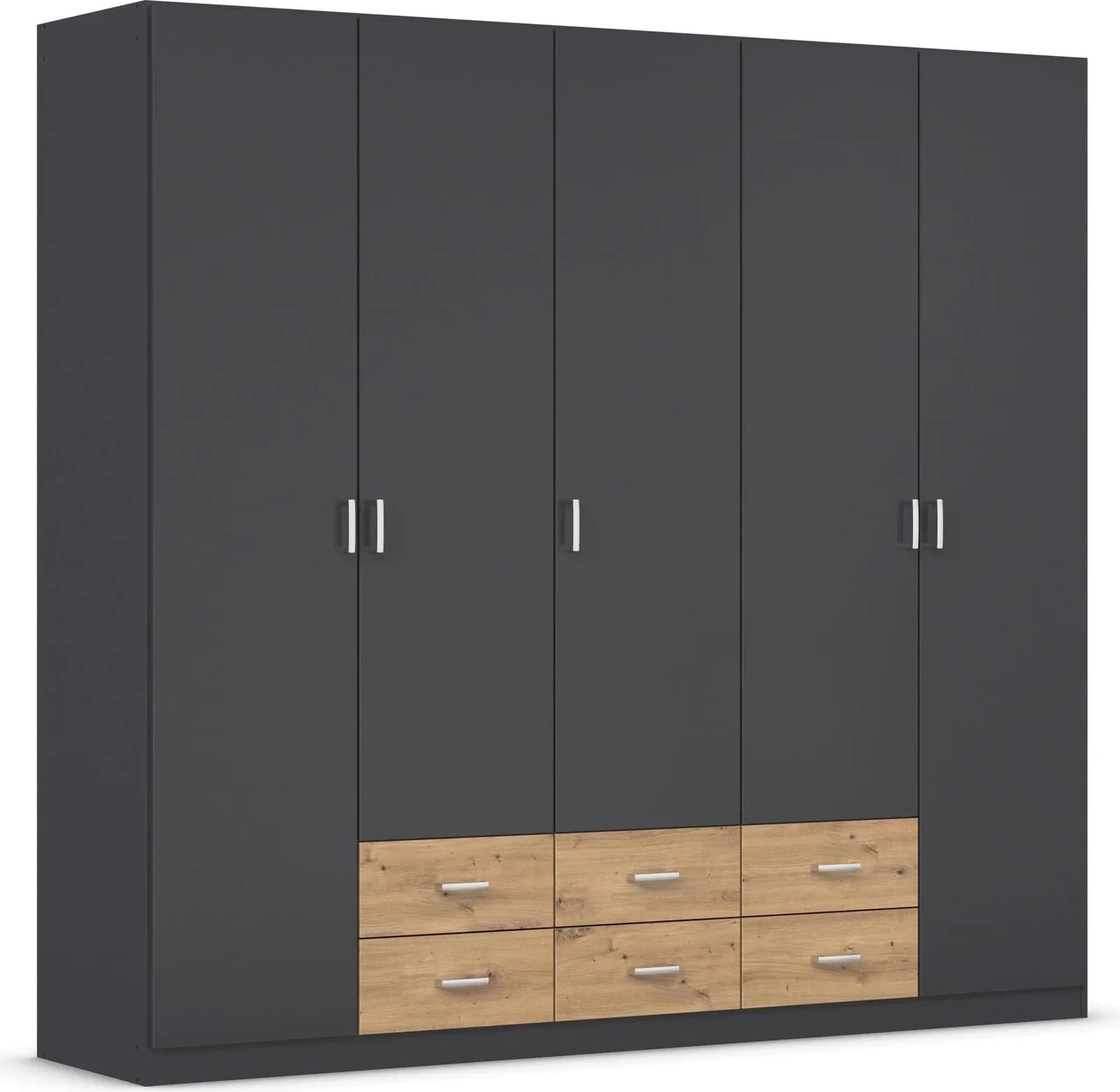 Rauch GAMMA Kleiderschrank Grau Eiche Artisan Drehtürenschrank