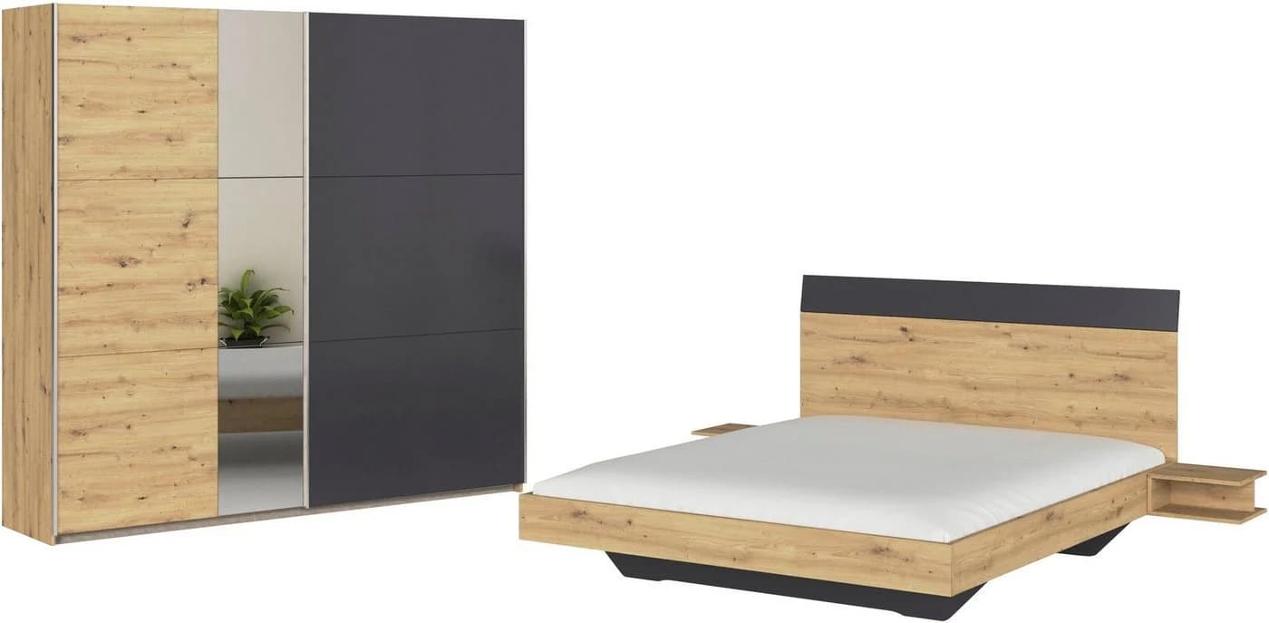 Rauch Monza Schlafzimmer-Set Grau mit Schwebetürenschrank - Bild 2