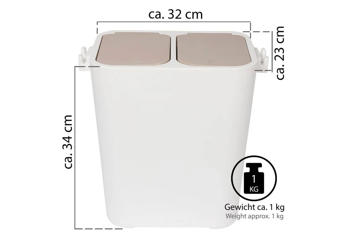ONVAYA Mülltrennsystem Abfalleimer Ben Beige Mülltrennung mit mehreren Fächern