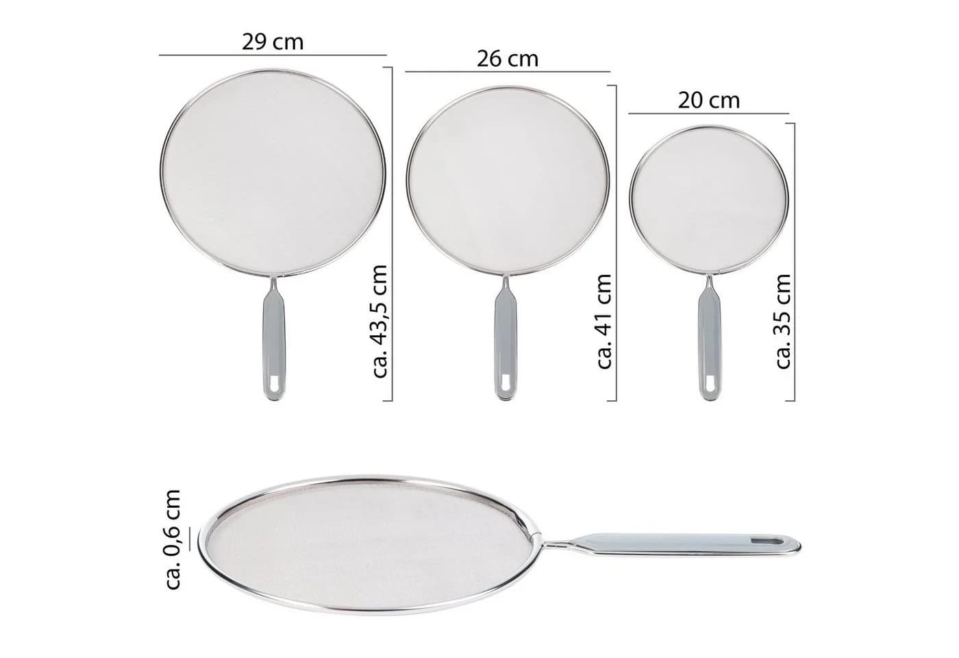 ONVAYA Pfannenspritzschutz 3-tlg. Edelstahl Silber