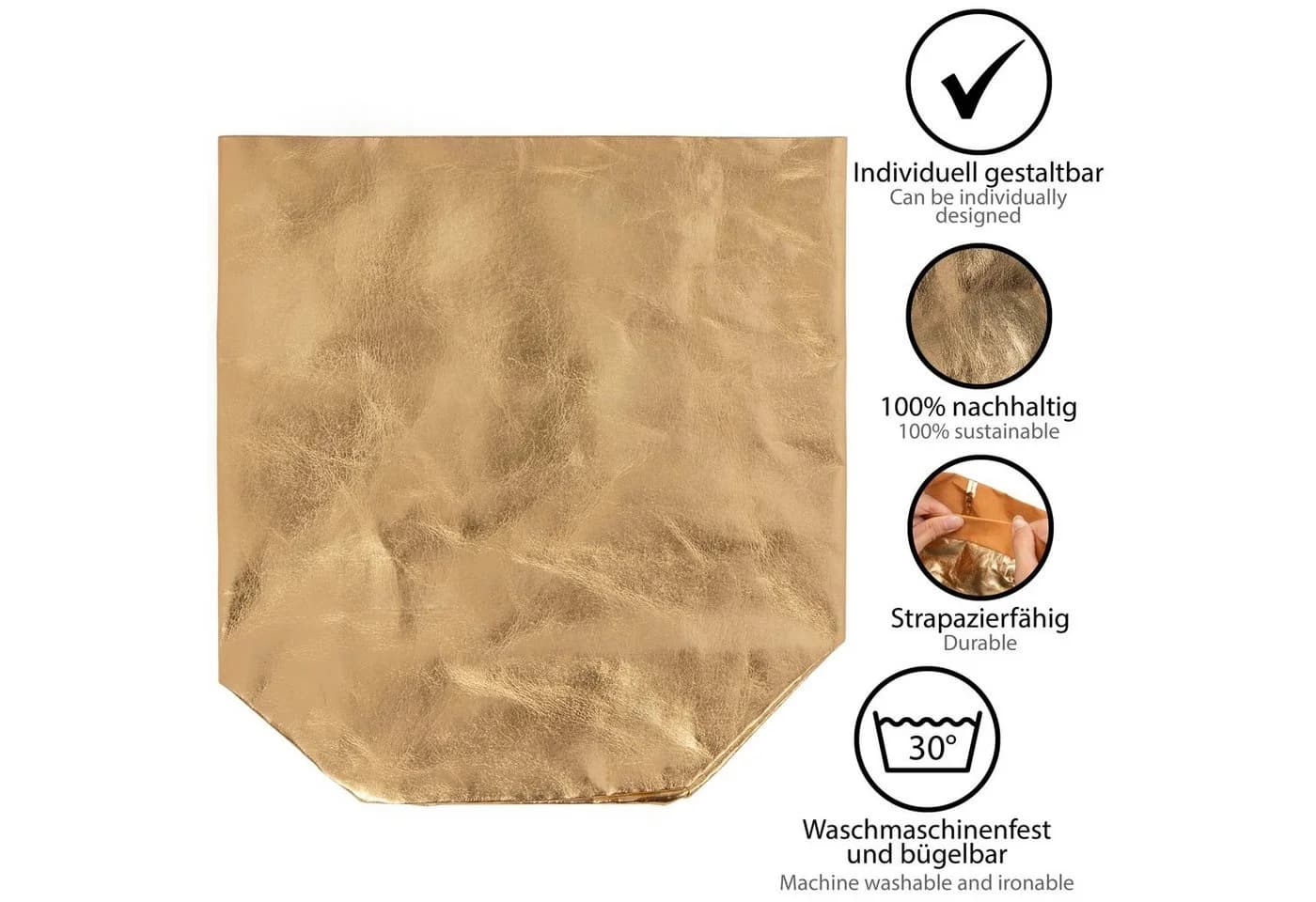 ONVAYA Aufbewahrungskorb Gold Waschbar Papyrolin Lederoptik - Bild 3