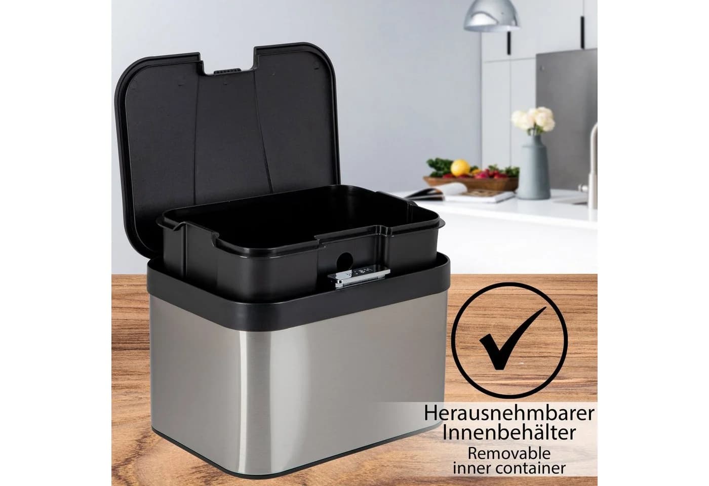 ONVAYA Biomülleimer Edelstahl mit Deckel, Komposter für Küche - Bild 4