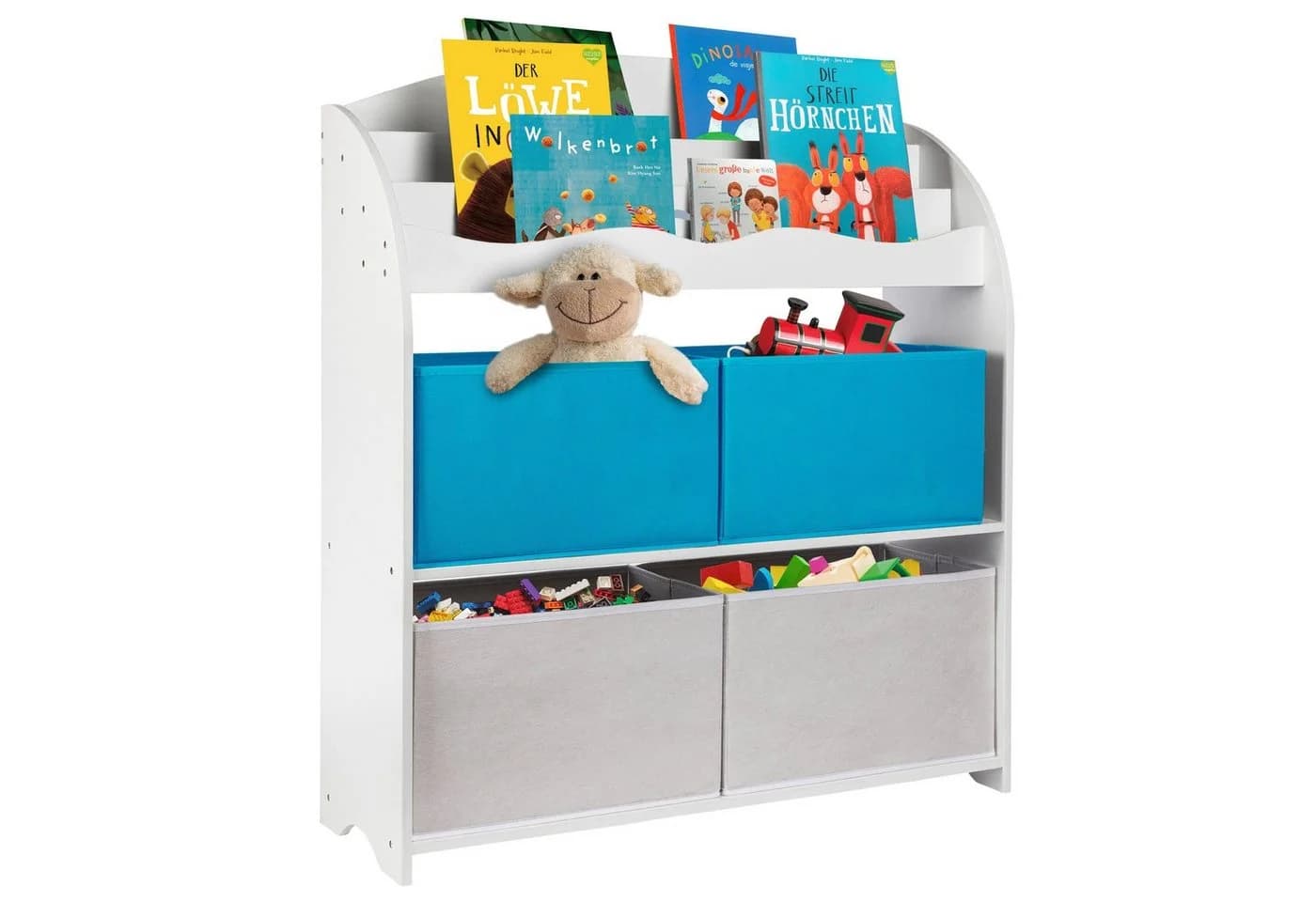 ONVAYA Kinder-Bücherregal Weiß mit Boxen Aufbewahrung - Bild 2