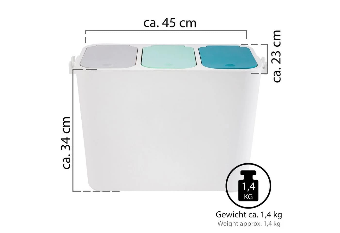 ONVAYA Mülltrennsystem Abfalleimer Tom Blau/Grau