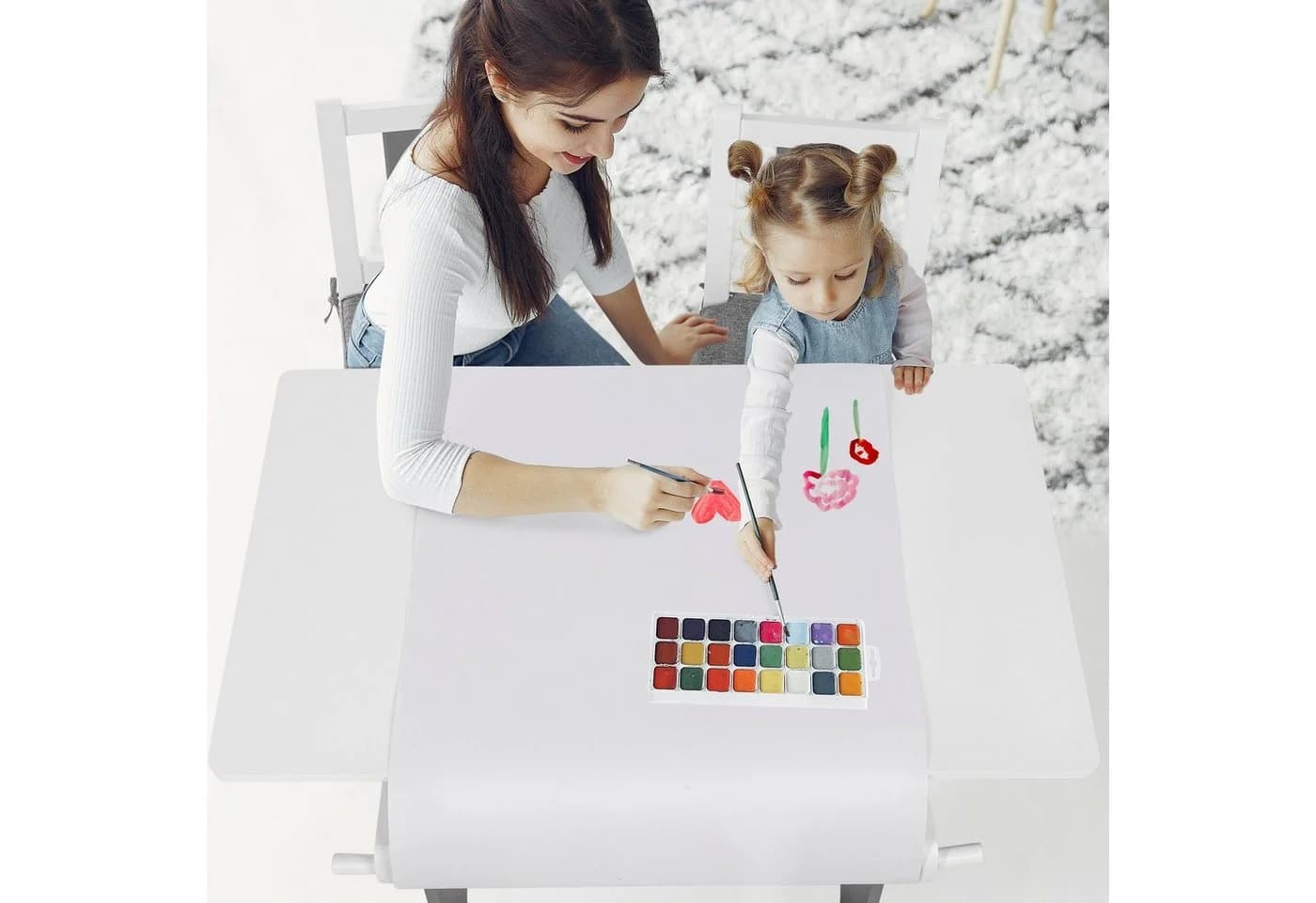 ONVAYA Kindertisch-Set mit Stühlen Grau/Weiß mit Stauraum - Bild 4